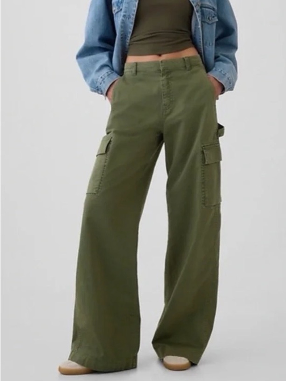 Gap Olive Green Wide-Leg Cargo Pants